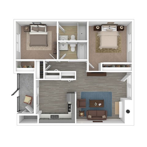 2 Bedroom Floor Plan at Connect on University, Mesa, 85203